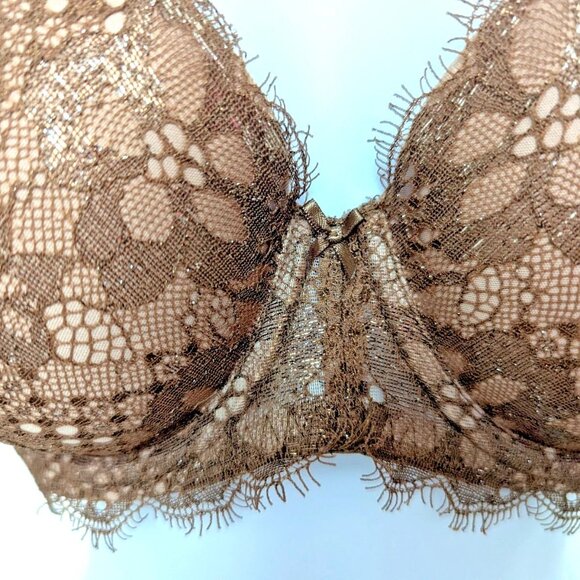 Victoria's Secret Dream Angels 36 D Lined Demi Brown Lace Bra - Picture 3 of 11